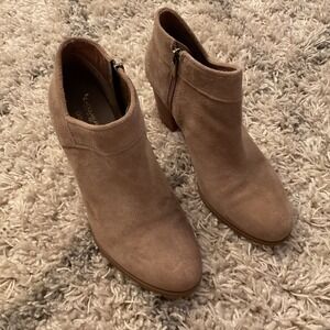 Koolaburra by UGG Shazi Suede Ankle Boots Chestnut Tan Block Heel Womens 9